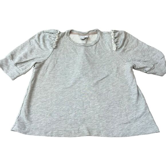 Goop G Label Women's S Puff Elbow Sleeve Sweatshirt Light Gray Demure Girlie - Picture 3 of 8